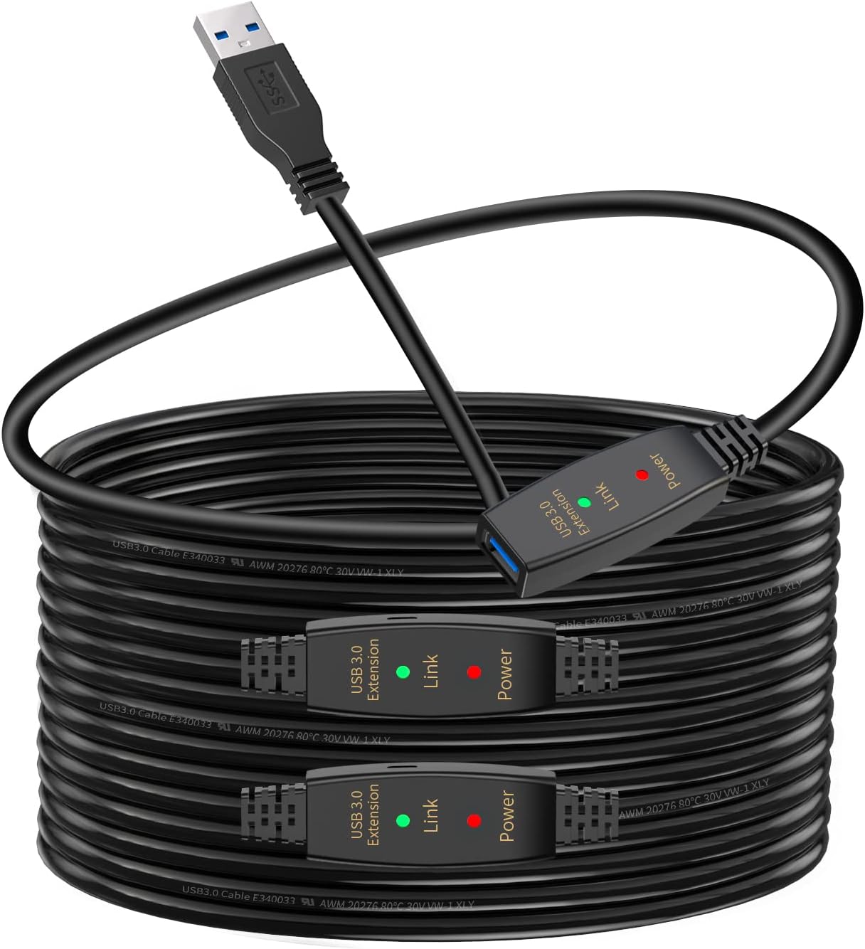 LDKCOK Active USB 3.0 Extension Cable 60ft for Fast Data Transfer