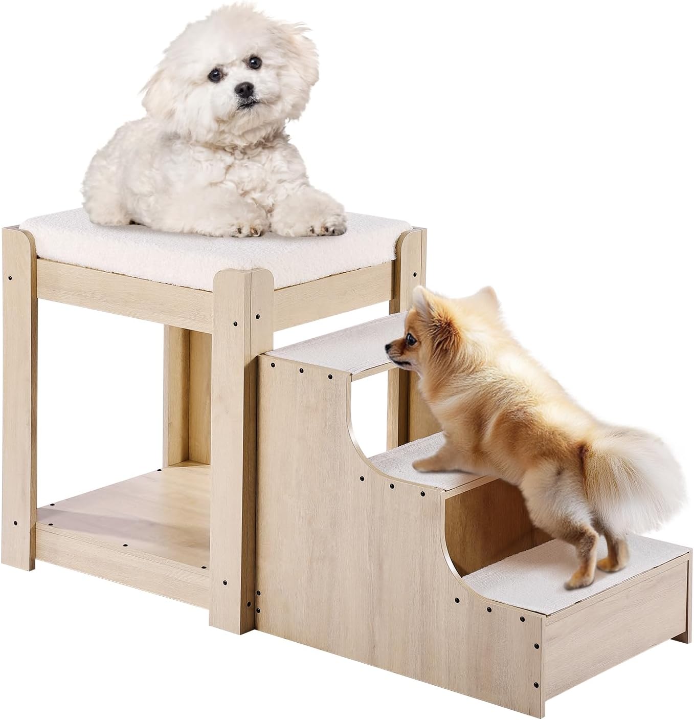 VEVOR Pet Bunk Bed with Stairs for Cats and Dogs, Beige