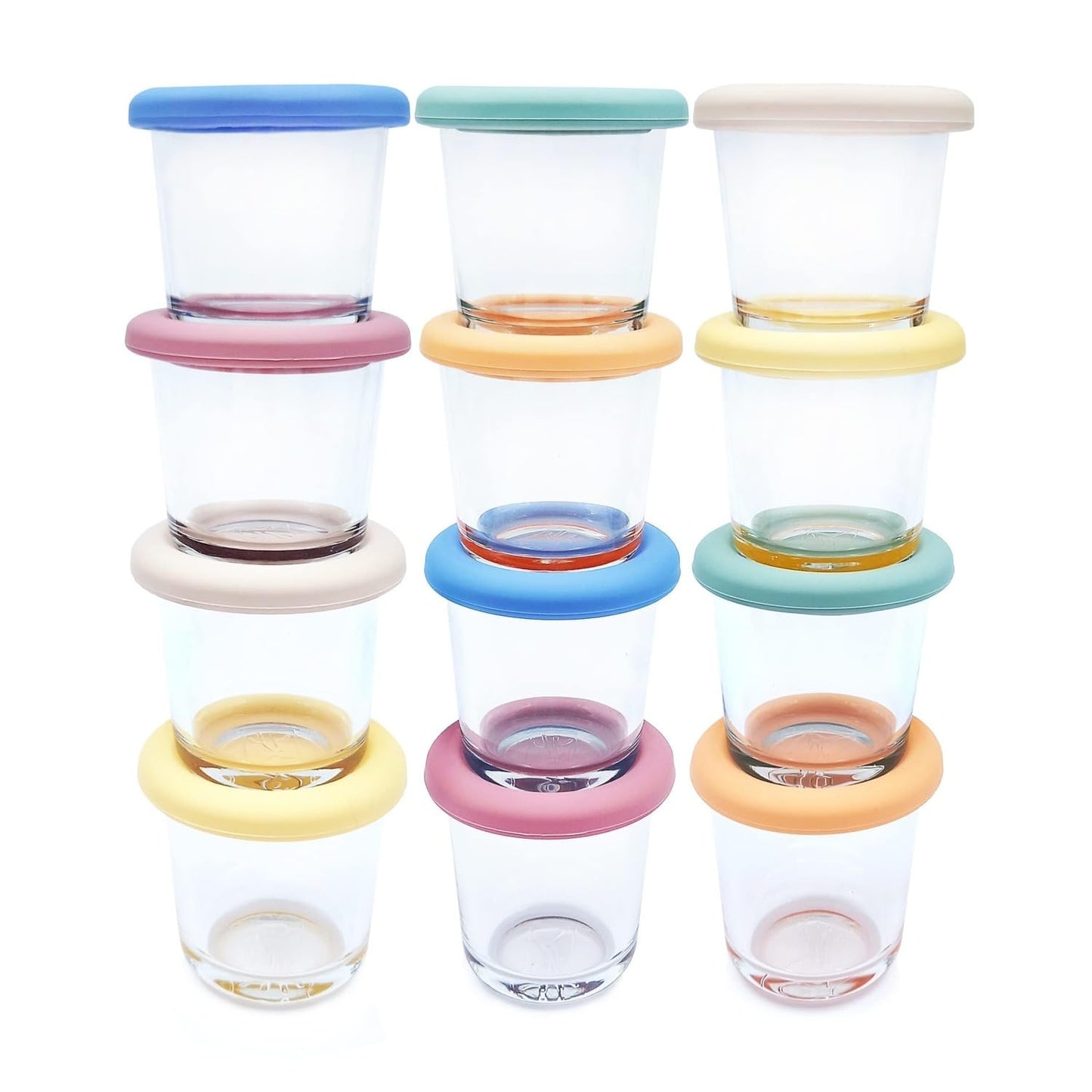 Borosilicate Glass Baby Food Storage Jars with Silicone Lid Set
