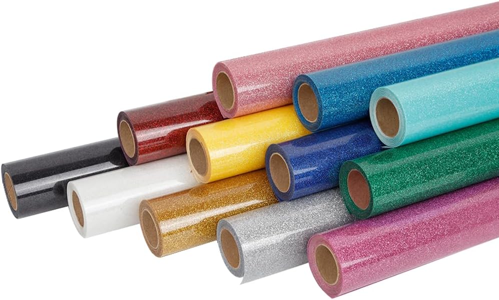 FUNKAKA Glitter Heat Transfer Vinyl Bundle for T-Shirt Crafting