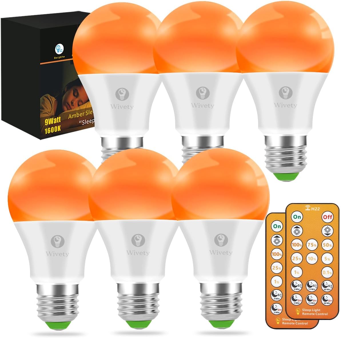 Sleep Light Bulbs Amber 1600K for Sleep Therapy and Relaxation