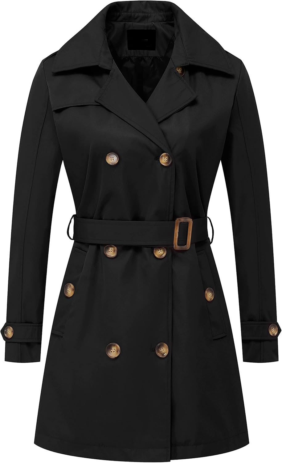 Chrisuno Women's Double Breasted Trench Coat with Hooded Style