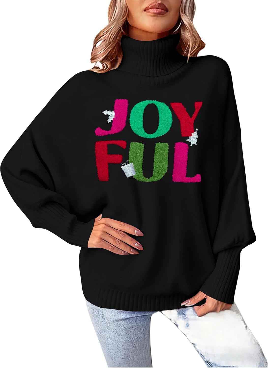 Merry Christmas Sweaters for Women: Oversized Turtleneck Style