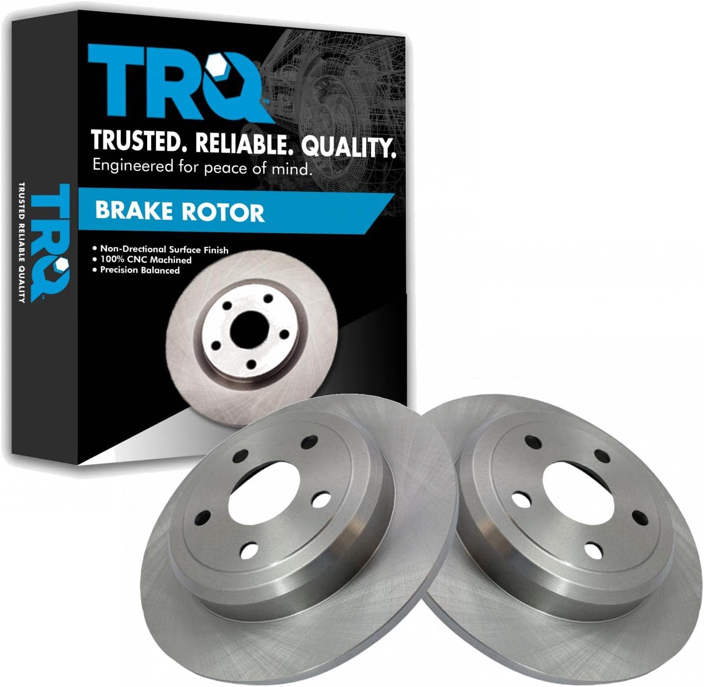 TRQ Rear Brake Rotors Set Solid for 2011-2020 Dodge Durango