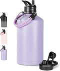Gallon Water Bottle with 2 Lids - Insulated 304 Stainless Jug