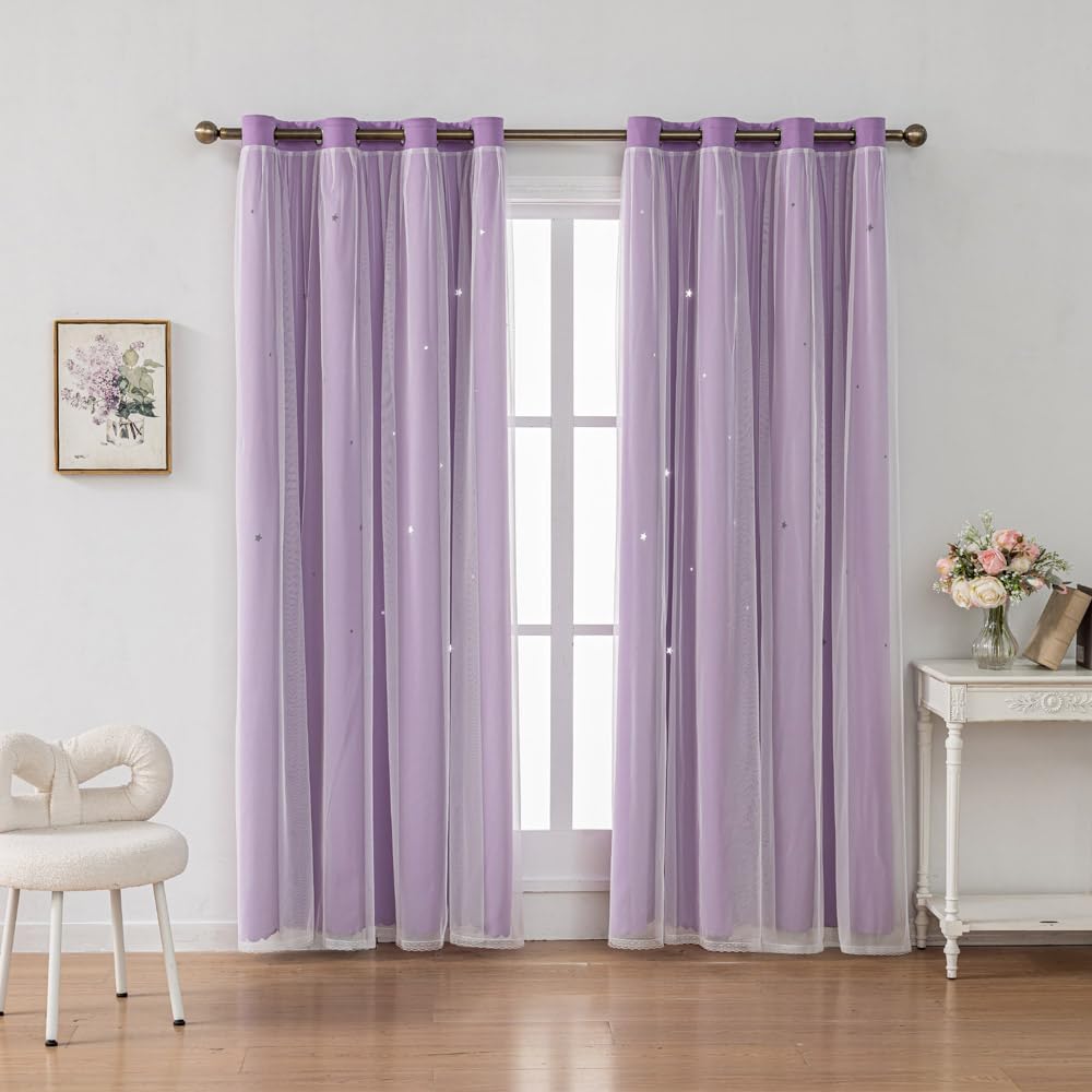 Ombre Rainbow Blackout Curtains for Kids Room Decor 84L