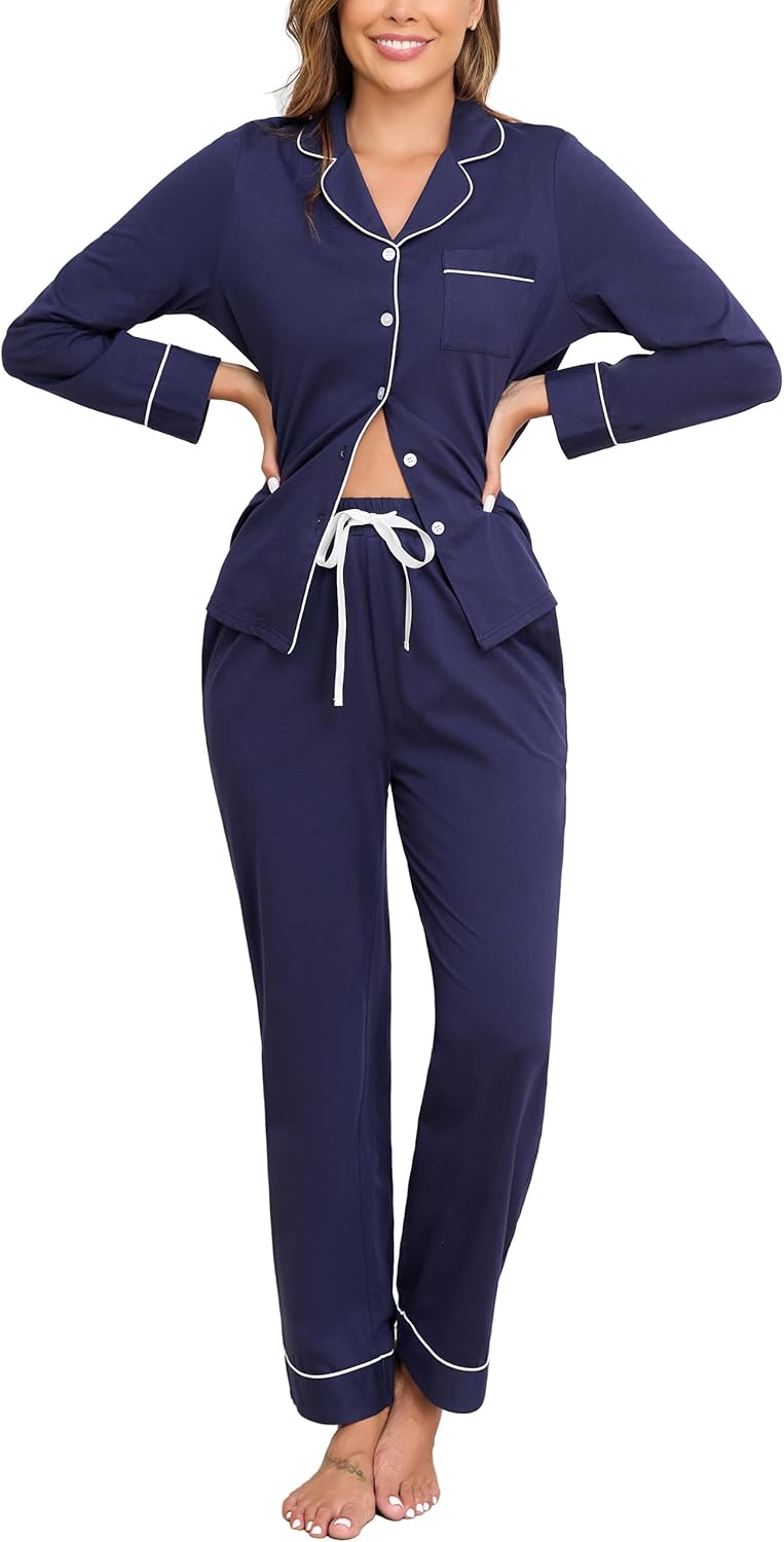 100% Cotton Pajamas for Women Set Soft Pjs Lounge Sets
