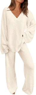 Lounge Sets for Women Two Piece Sweaters Pajama Set - Soft Knit Fall