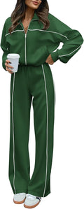 Two Piece Tracksuit for Women - Oversized Zip Up Sweatshirt Set
