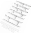 White Bamboo Drawer Dividers 7-Pack (17ft - 22ft) - Adjustable Fit