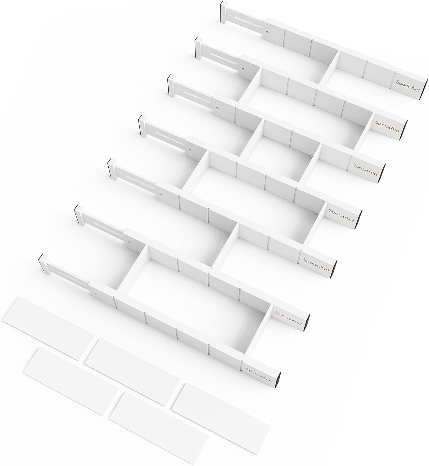 SpaceAid Bamboo Drawer Dividers for Adjustable Kitchen Organization