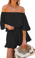 Fixmatti Women Boho Summer Romper Floral Off Shoulder Strapless
