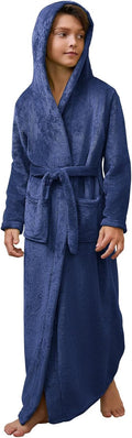 Jxstar Girls Bathrobes Long Hooded Plush Full Length Pajamas