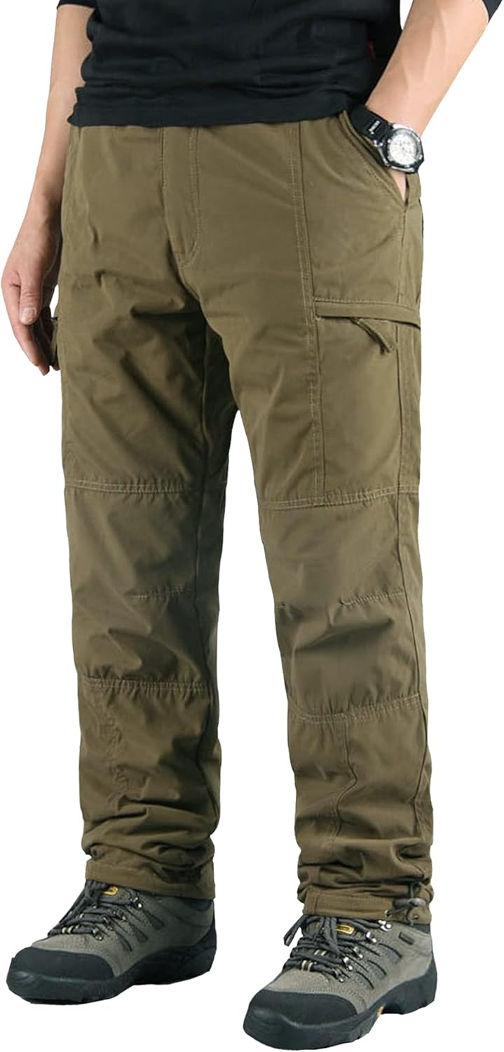 EXEKE Men's Windproof Fleece-Lined Snow Pants