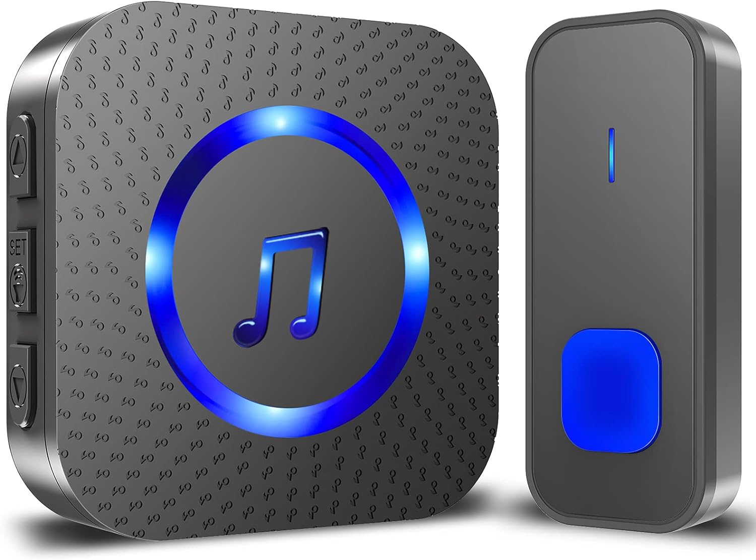 1300ft Range Waterproof Wireless Doorbell Kit - 55 Melodies, 5 Volume Levels - Black