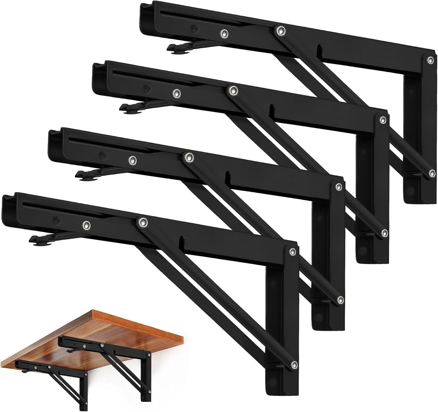 Folding Shelf Brackets - 16 Inch Heavy Duty Metal Collapsible
