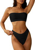 Strapless Textured Bandeau Bikini 2 Piece - Flattering Cheeky Fit