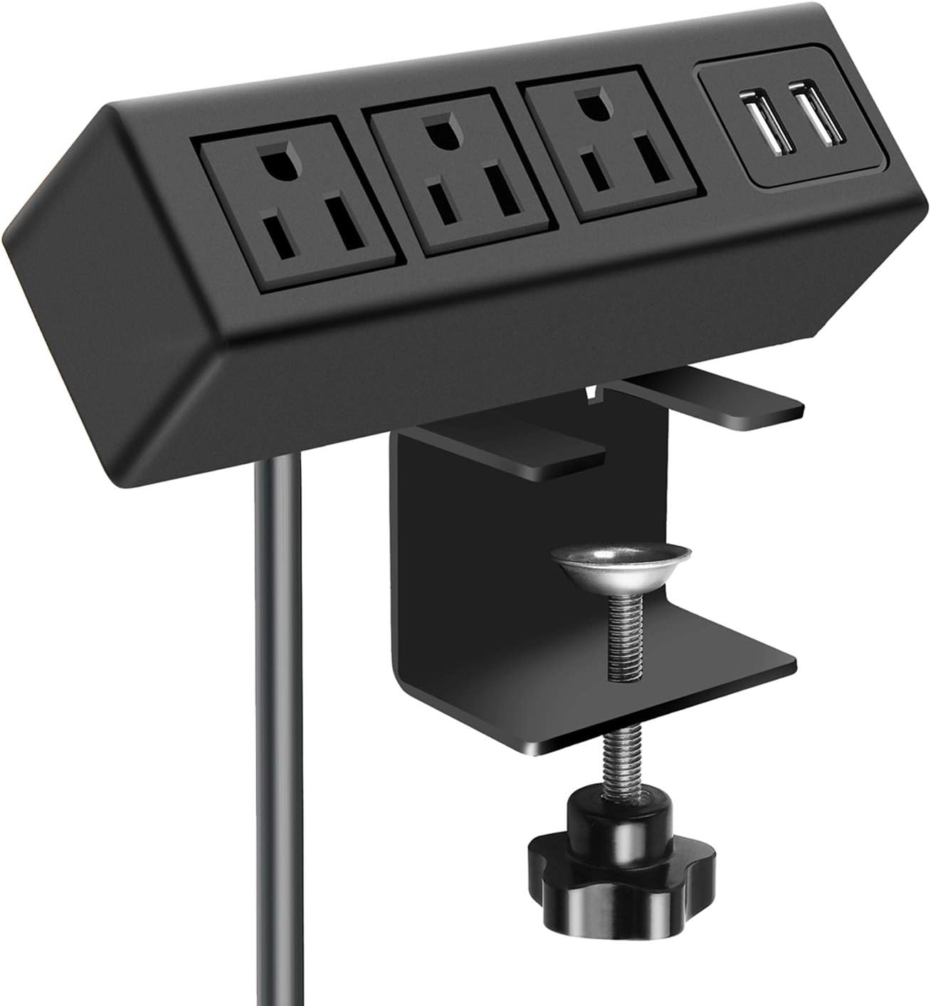 Desk Clamp Power Strip - 3 Outlets with USB Ports