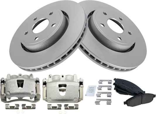Premium TRQ Front Brake Pad & Rotor Kit for Jeep Commander