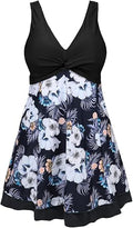 MiYang Women's Plus Size Printing Padded High Waist Swimdress