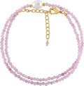 Gemstone Gold Necklace For Women - Pink Kunzite Pearl
