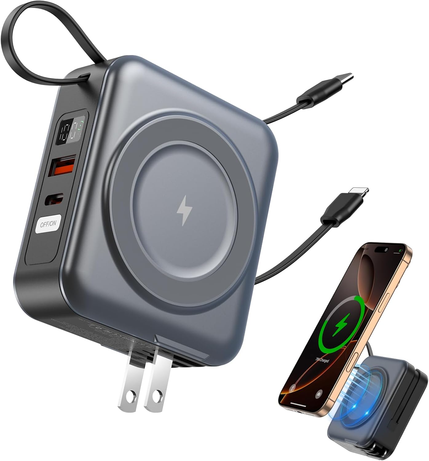 Magnetic Wireless Power Bank 10000mAh with Fast Charging