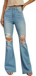 KUNMI Women's Flare Bell Bottom Jeans High Waisted Wide Leg 1%