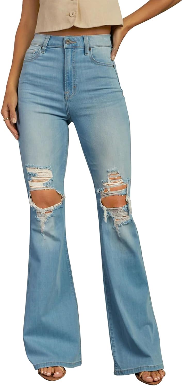 KUNMI Women's Flare Bell Bottom Jeans for Stylish Comfort