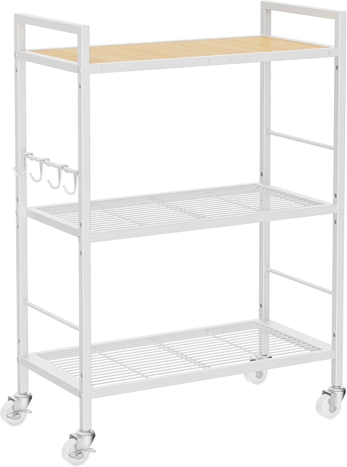 3-Tier Metal Storage Rack with Wheels for Kitchen and Laundry
