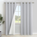 Light Grey Linen Blackout Curtains 84 in 2 Panels - Thermal Insulated