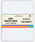 350 Bright White Linen 80# Cover Paper Sheets - Quality Linen