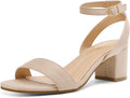 DREAM PAIRS Open Toe Ankle Strap Low Block Heels - Comfortable Party
