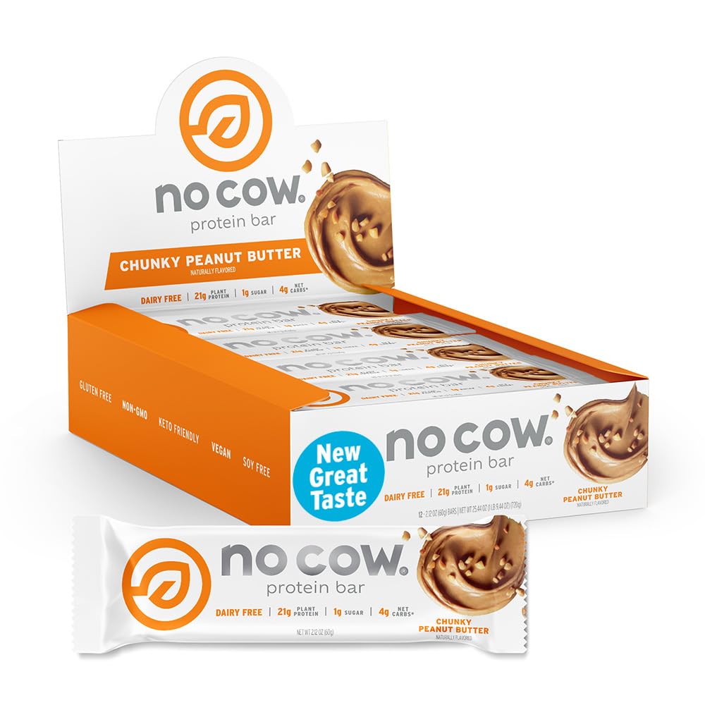 No Cow Vegan Protein Bars - Chunky Peanut Butter Delight