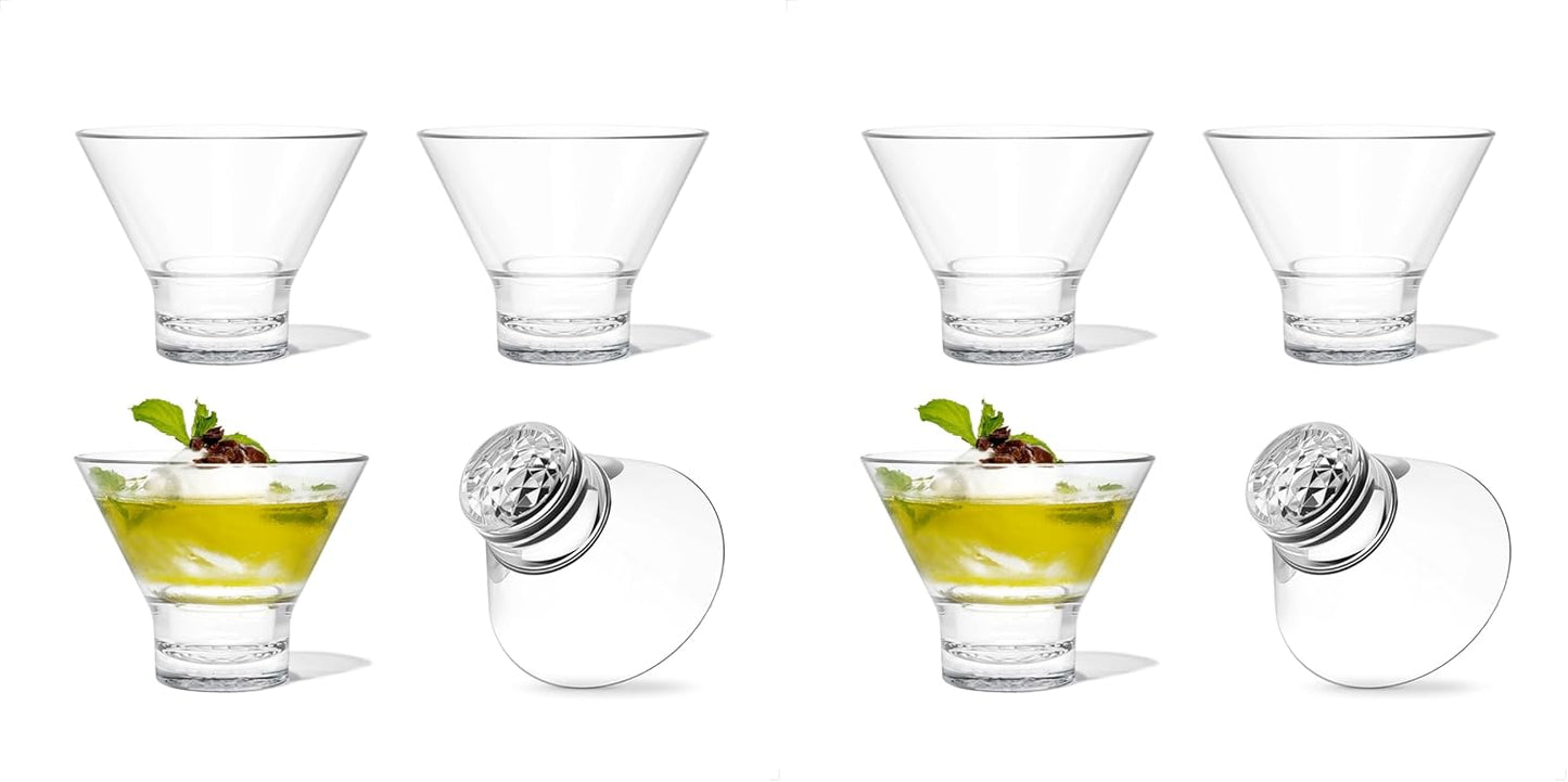 TOSSWARE RESERVE 8oz Stemless Martini Glass Set of 4 Unbreakable