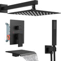 Midanya 12 in Matte Black Shower System with Tub Spout - Spa Flow