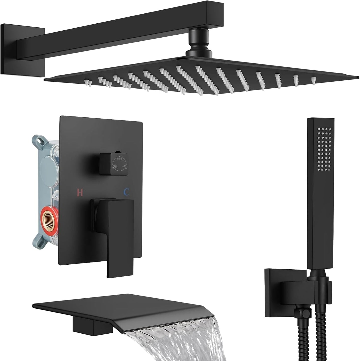 Midanya Shower System with Tub Spout for Modern Bathrooms