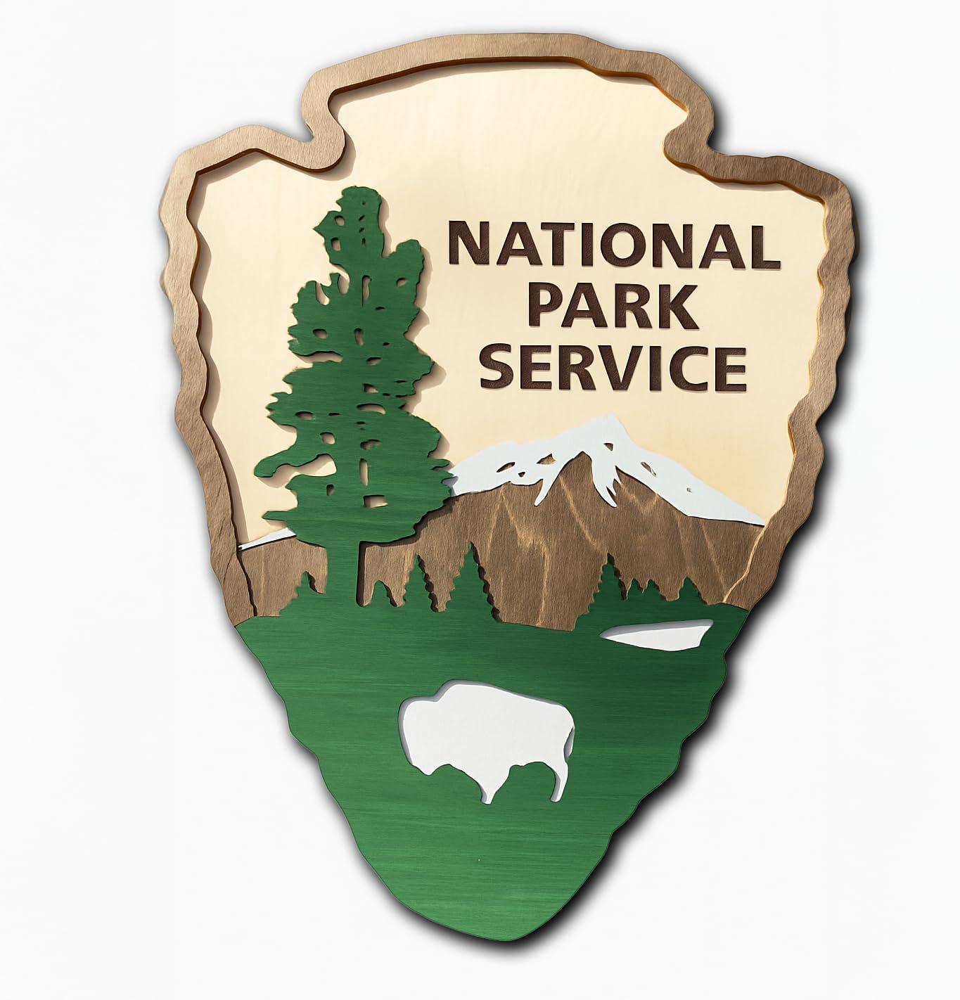 Wooden National Park Service Badge Sign for Nature Lovers