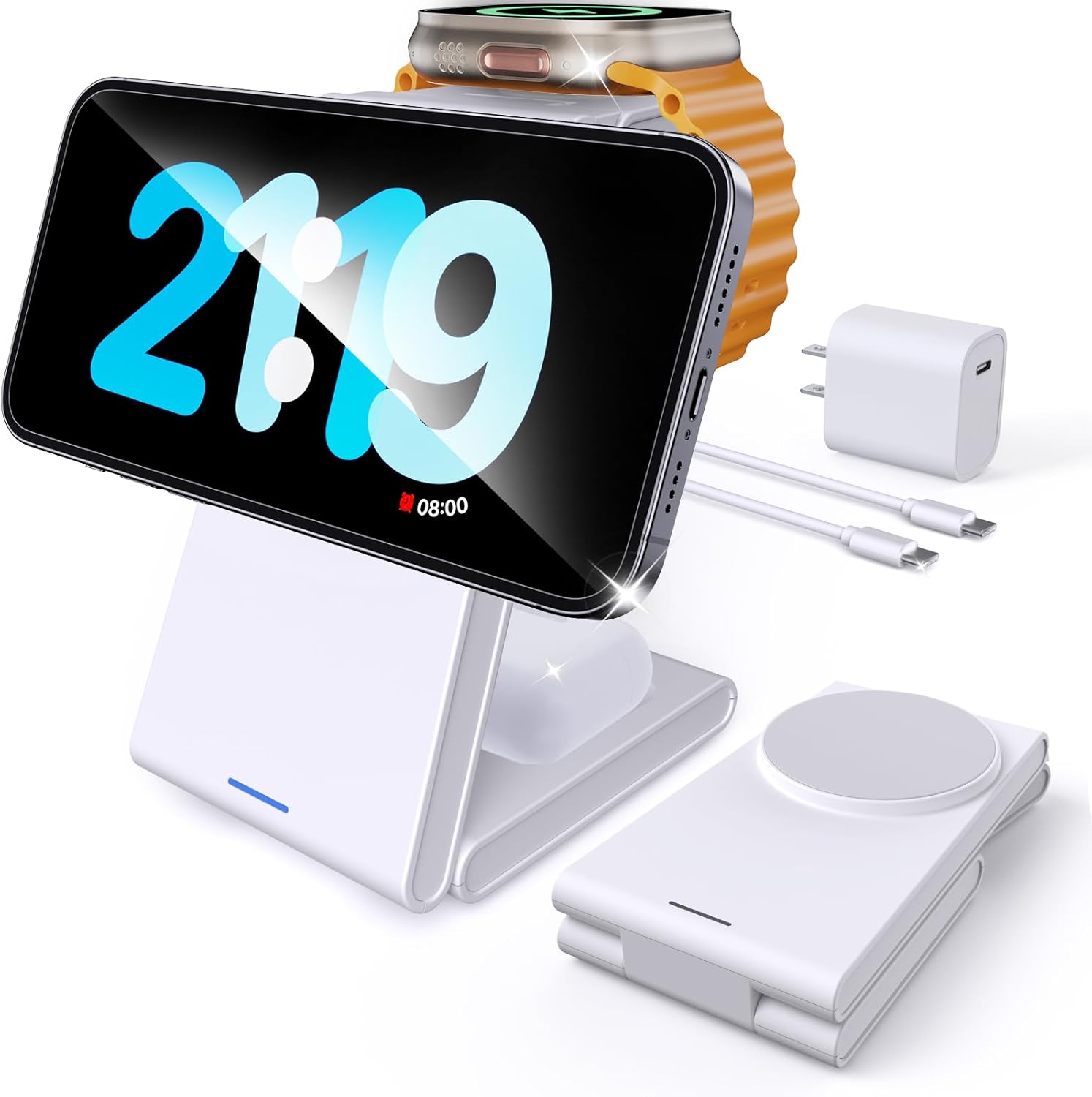 Kysson Foldable 3 in 1 Charging Station for Multiple Devices