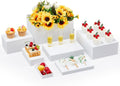 Leinuosen 7 Pcs Large Buffet Risers Set - Clear White Display Cubes