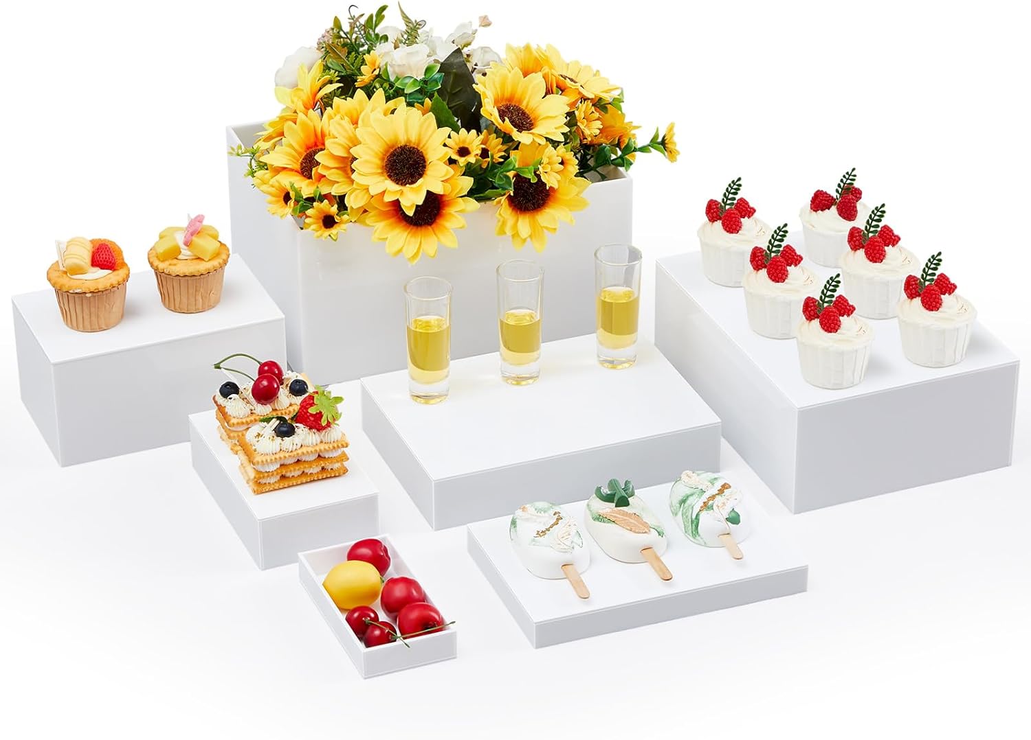 7 Pcs Large Buffet Risers Set for Elegant Food Display