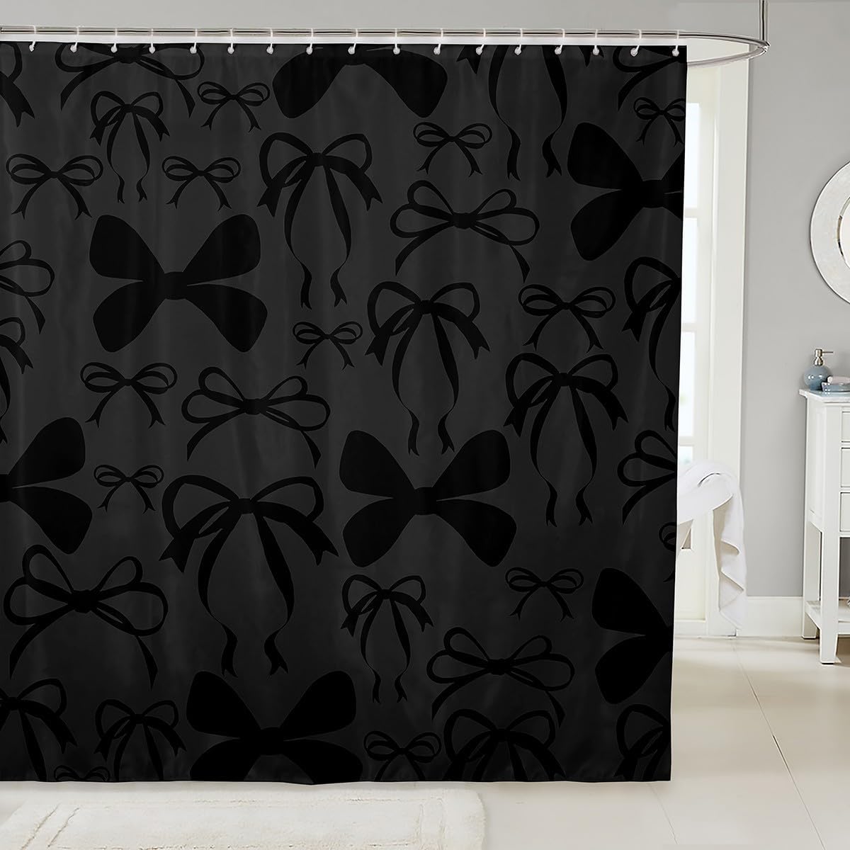 Kawaii Bow Waterproof Shower Curtain 72x72