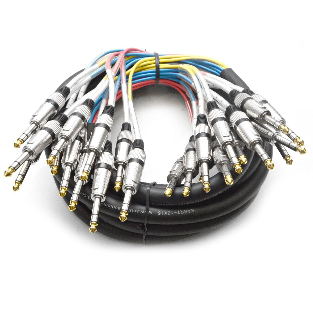 12 Channel TRS Snake Cable for Pro Audio Effects - 15 Feet