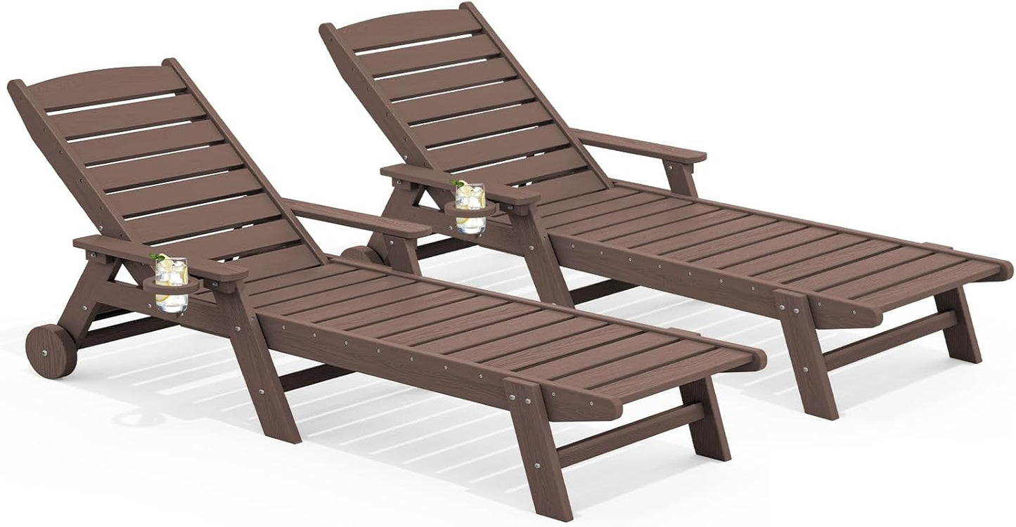 SERWALL Outdoor Lounge Chair Set of 2 with Adjustable Backrest