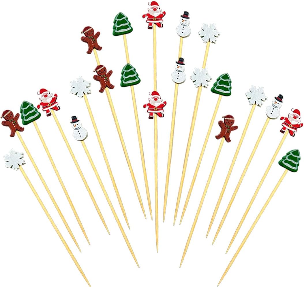 Bamboo Cocktail Picks - Festive Holiday Decor - 100 Pcs