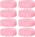 8 Pack Premium Pink Tablecloth 108 in Round Covers - Party Ready