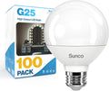 Sunco G25 LED Bulbs 100 Pack - High Output Dimmable Globe