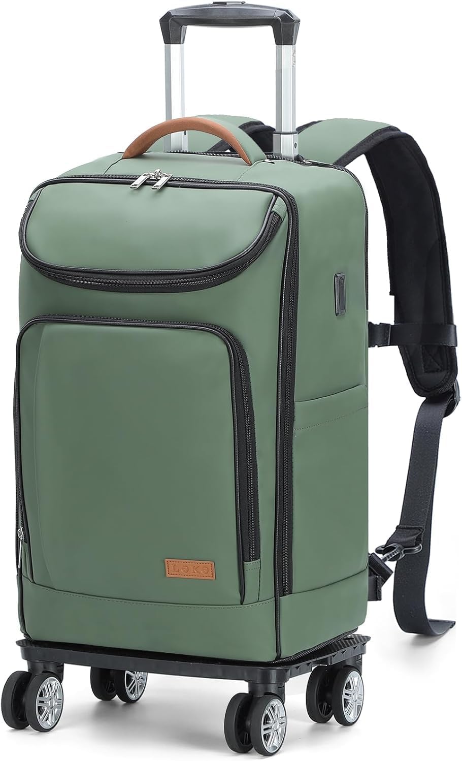 Lekebobor Travel Rolling Backpack - 18 inch Waterproof Bag