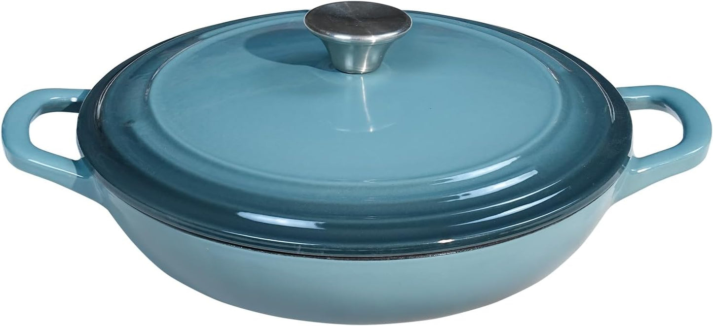 Enameled Cast Iron Braiser Pan 3 qt for Perfect Cooking