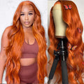 13X4 Orange Ginger Lace Front Wig Body Wave - 34in Natural Look