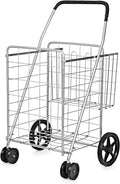 Goplus Jumbo Folding Shopping Cart with Heavy Duty Utility Design